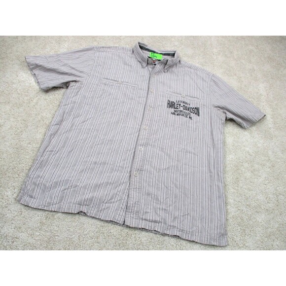 Harley Davidson Shirt Men Large Gray Casual Button Up Mechanic Motorcycle Biker - Picture 2 of 10